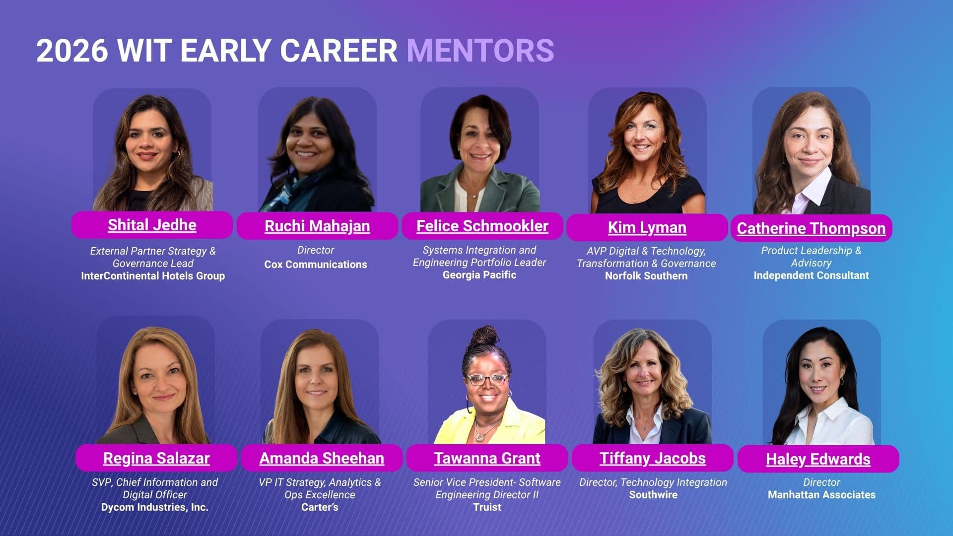 2026 WIT Early Career Mentorship Program Mentors